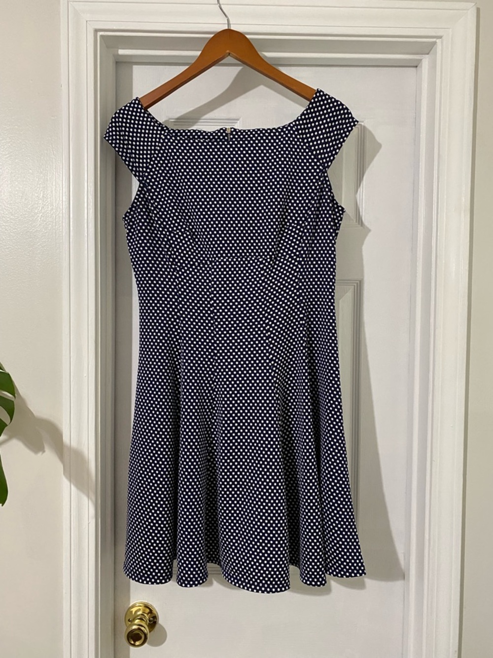 Classic Navy and White Polka Dot Midi Dress